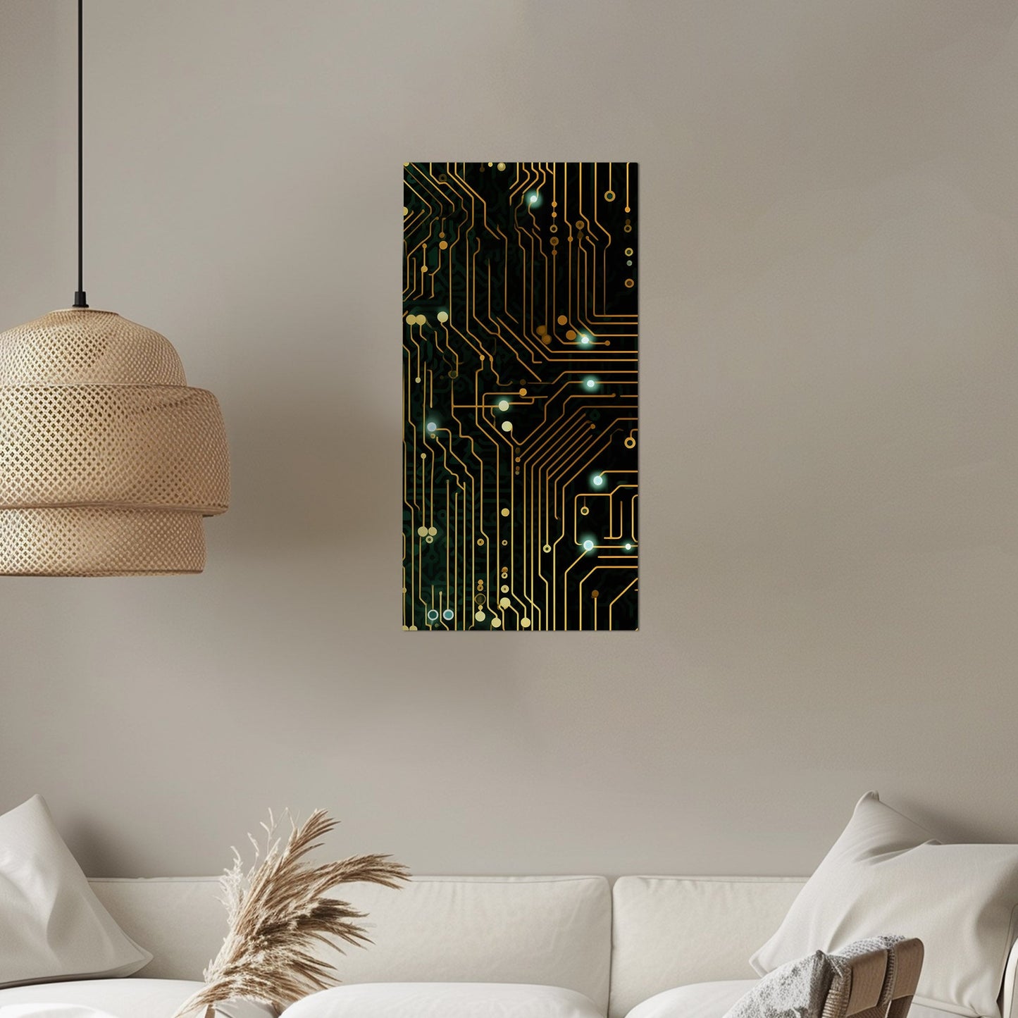 Impressionistic Circuit Board Painting - Electric Binary Fusion Circuits