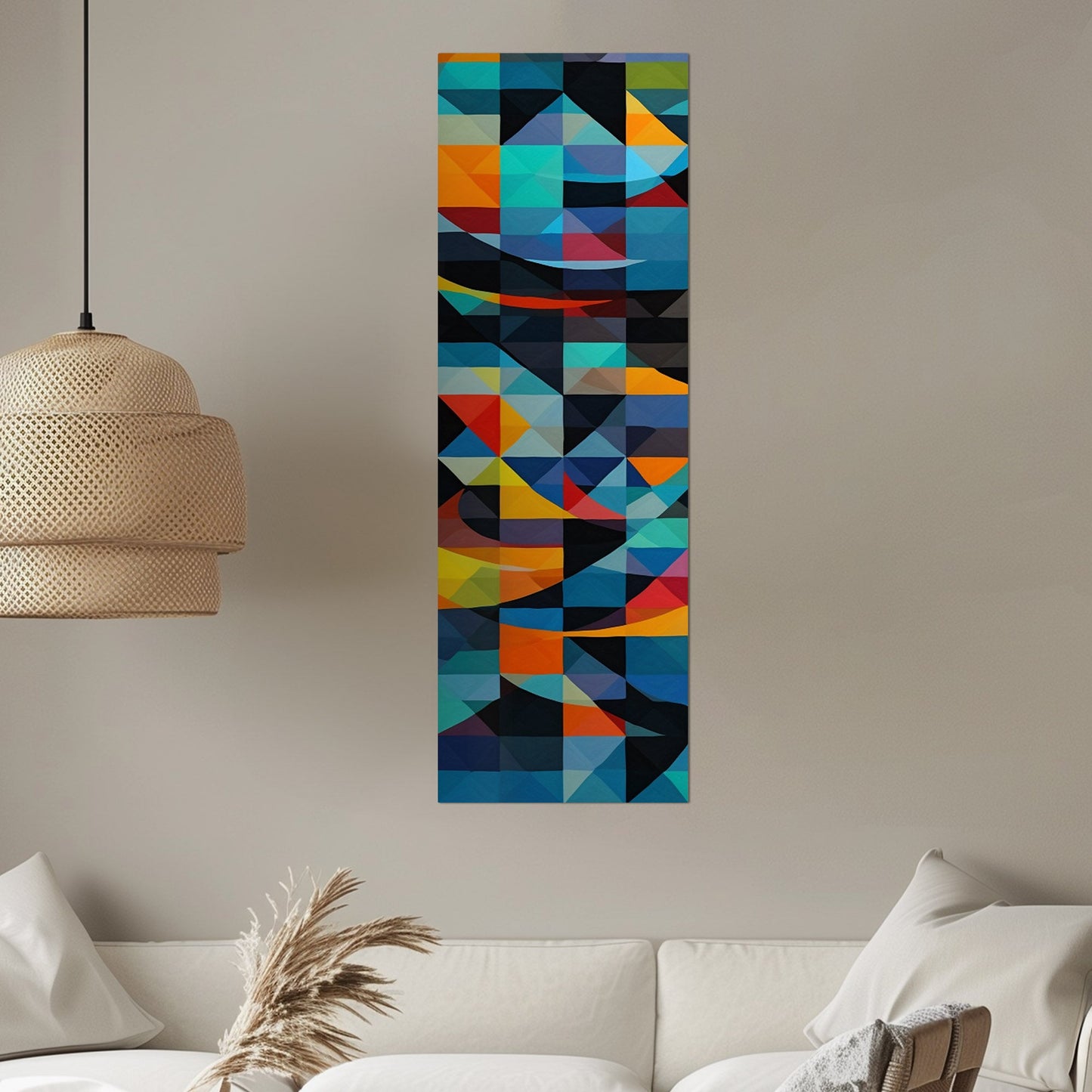 Geometric Abstracts Digital Render in Blues, Blacks and Yellows - Geometric Symphony of Color