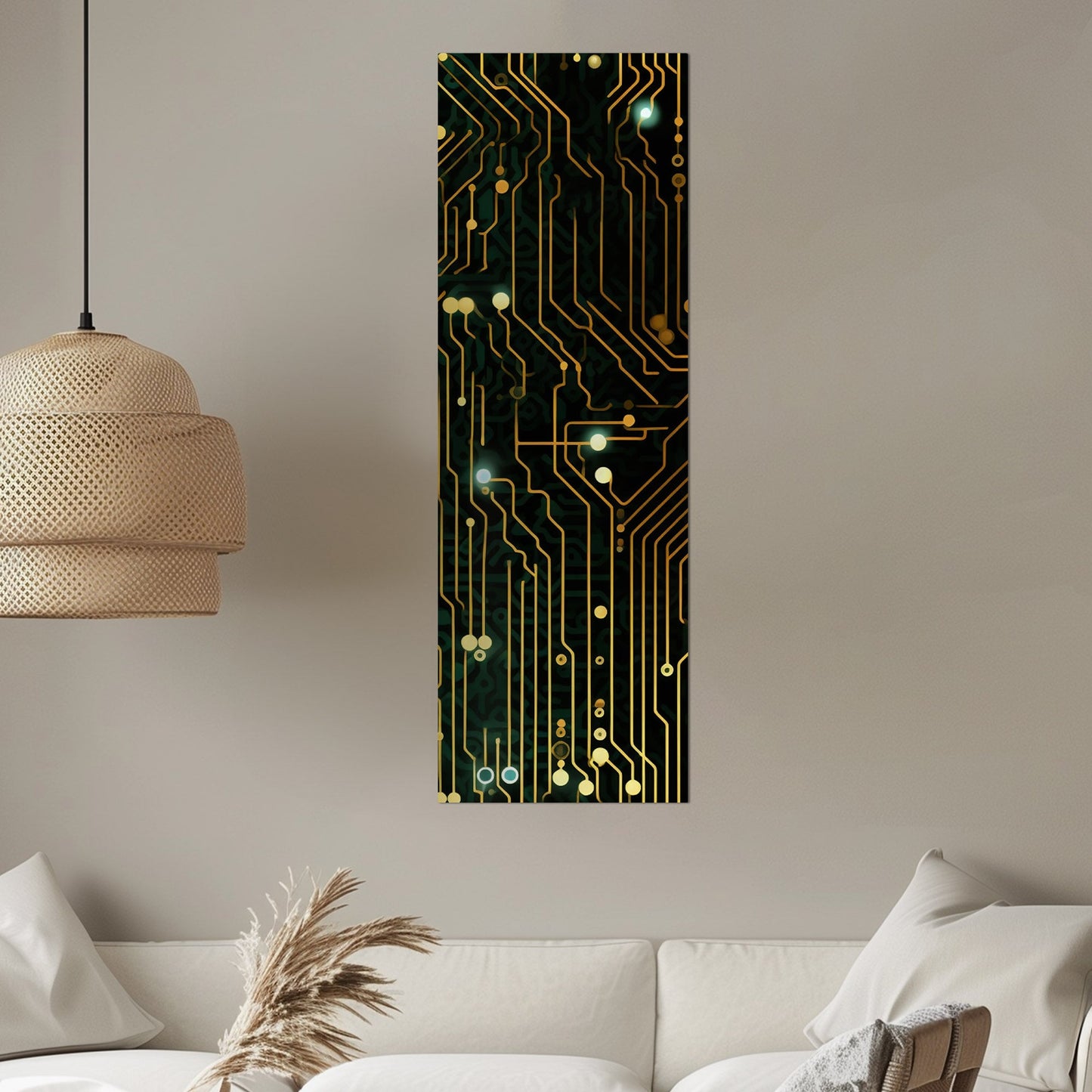 Impressionistic Circuit Board Painting - Electric Binary Fusion Circuits