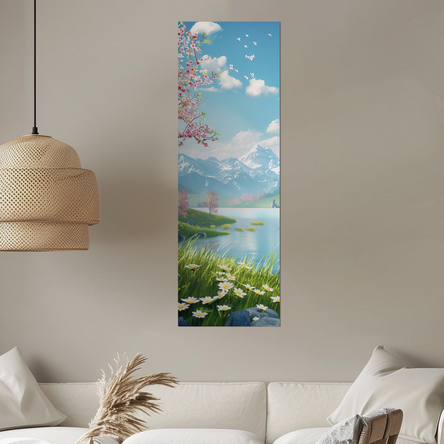 Asian-inspired 3D Illustration of Spring Scenery - Enchanting Oasis