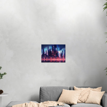 Cityscape Painting of Futuristic Skyline - Neon Cyber Cityscape