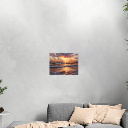 Seascape art piece capturing coastal tranquility - Coastal serenity Sunset Bliss