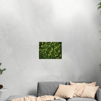 Stunning wall art with lush greens and tiny wildflowers - Enchanted Oasis