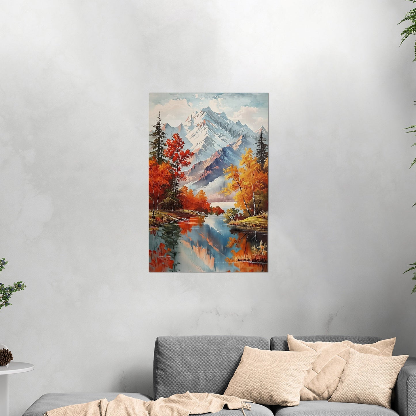 Vintage Mountain Landscape Painting - Enchanted Wilderness Retreat