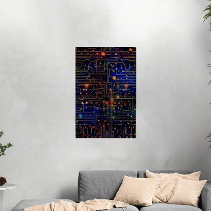 Impressionistic Circuit Board Painting - Binary Circuitry Revival