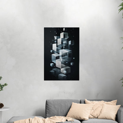 Abstract Geometric art for Office - Ethereal Cubic Serenity