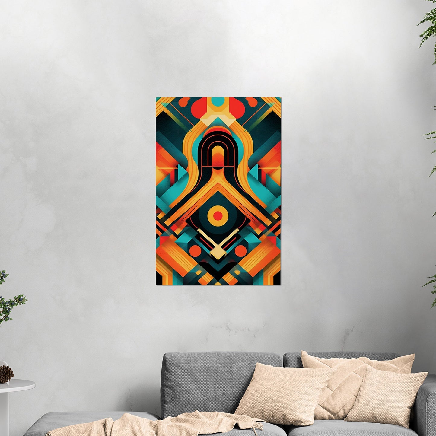 Art Deco Style Symmetrical Abstract Colorful Digital Render - Vibrant Textile Dance