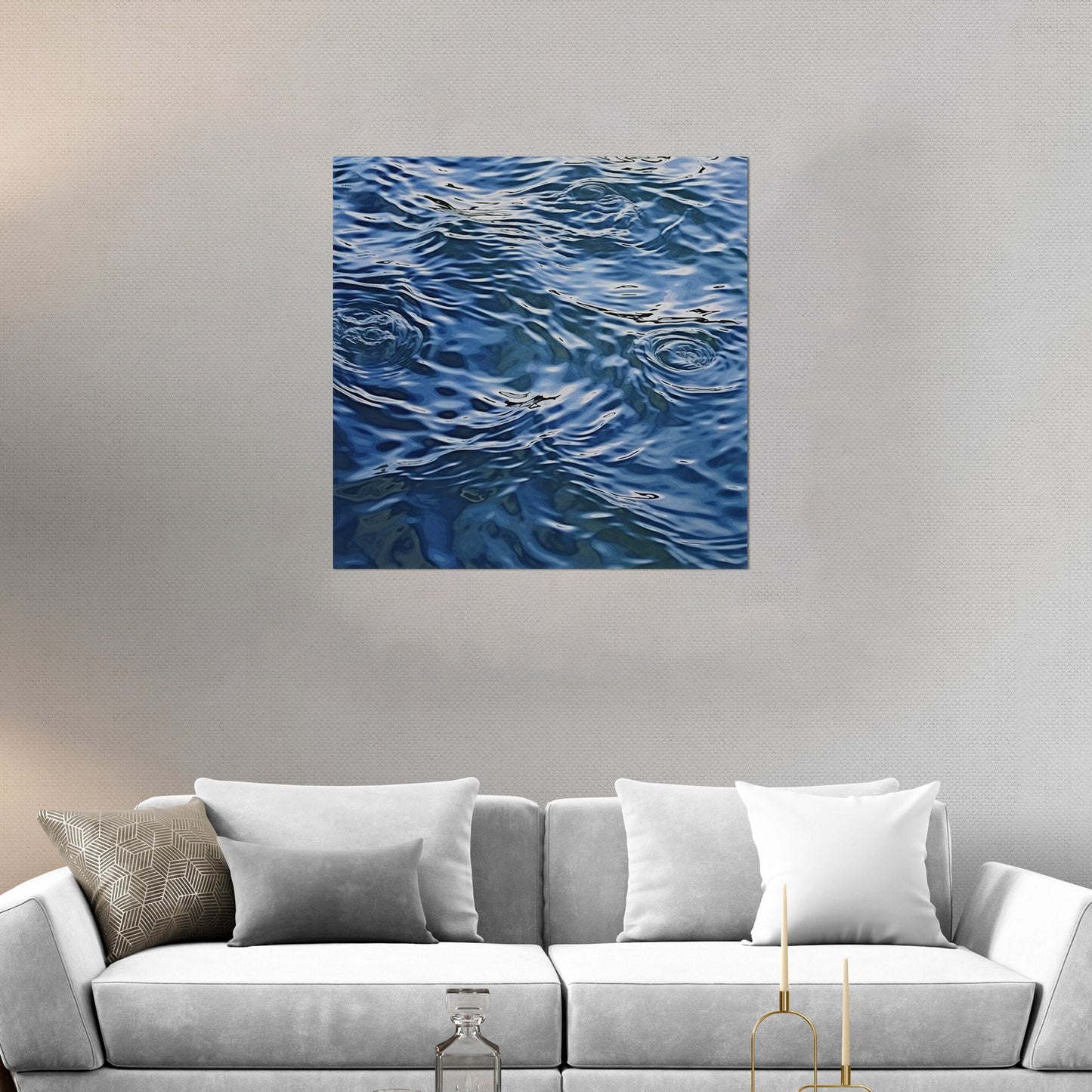 Tranquil blue water ripples in cubist masterpiece - Serene Dimensions