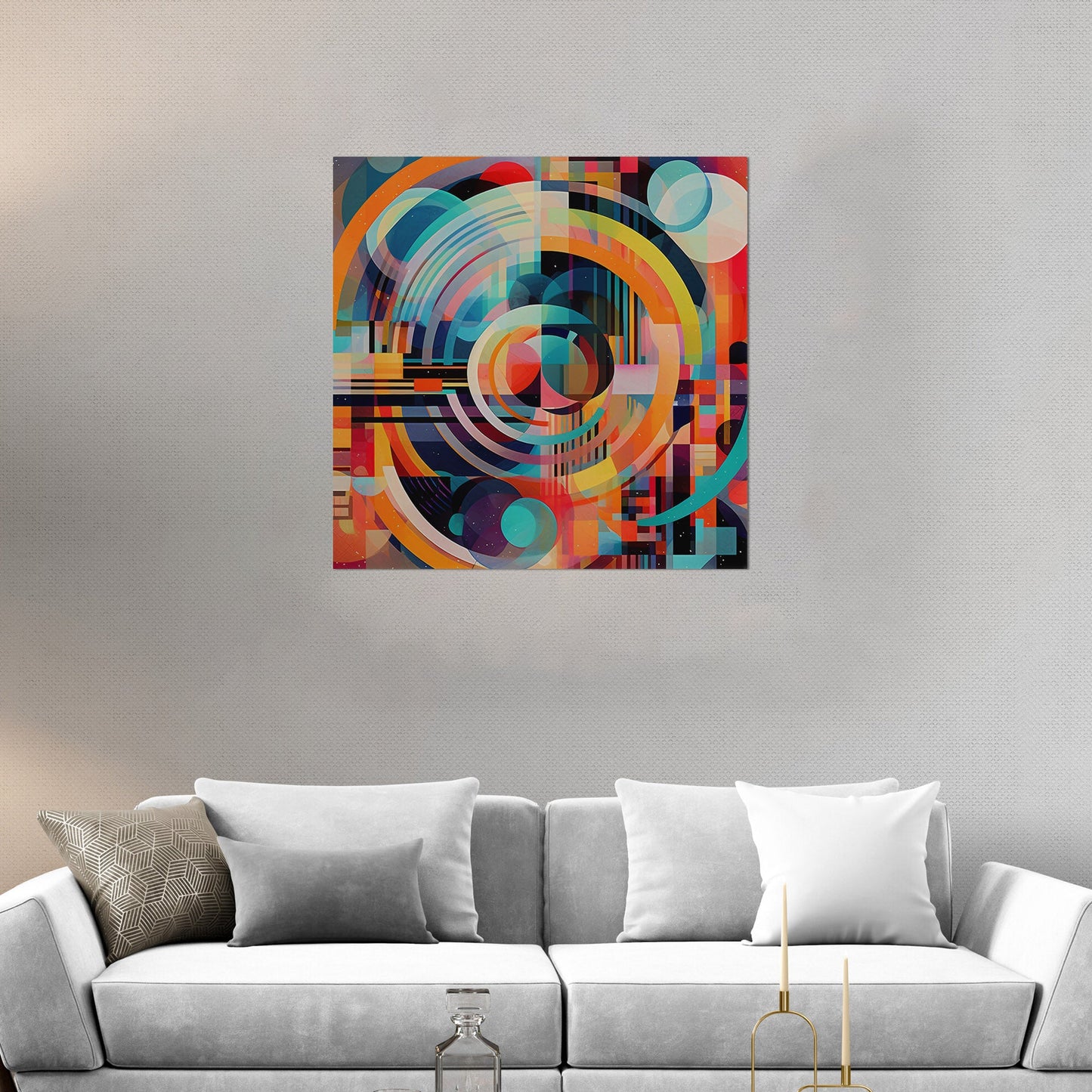 Colorful Geometric Abstract Painting - Electric Dreams in Technicolor