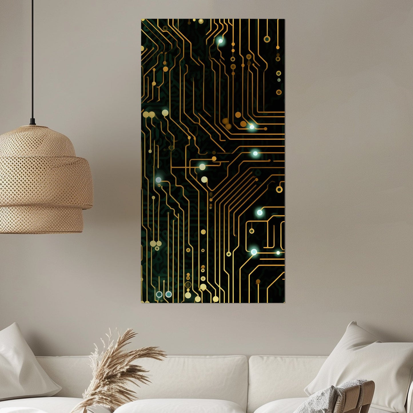 Impressionistic Circuit Board Painting - Electric Binary Fusion Circuits