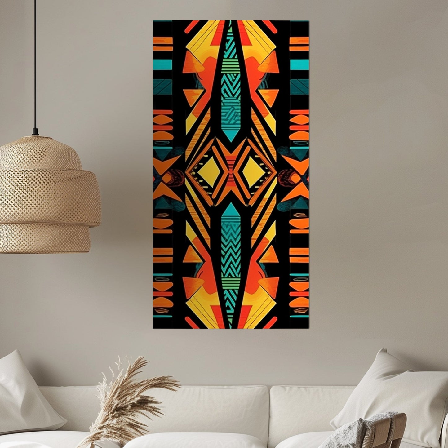 Tribal African Symmetrical Abstract Painting - Tribal Rhythms: Modern Color Explosion