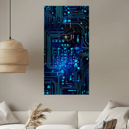 Impressionistic Circuit Board Painting - Electric Binary Dreams