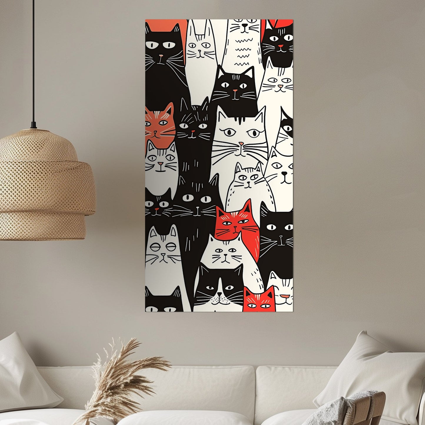 Black, white, red, orange cats drawing - Curious Cats in Gemma's Comics