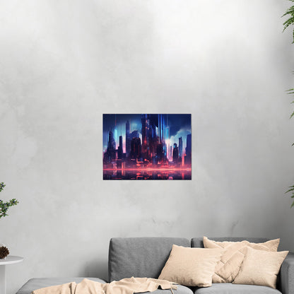 Cityscape Painting of Futuristic Skyline - Neon Cyber Cityscape