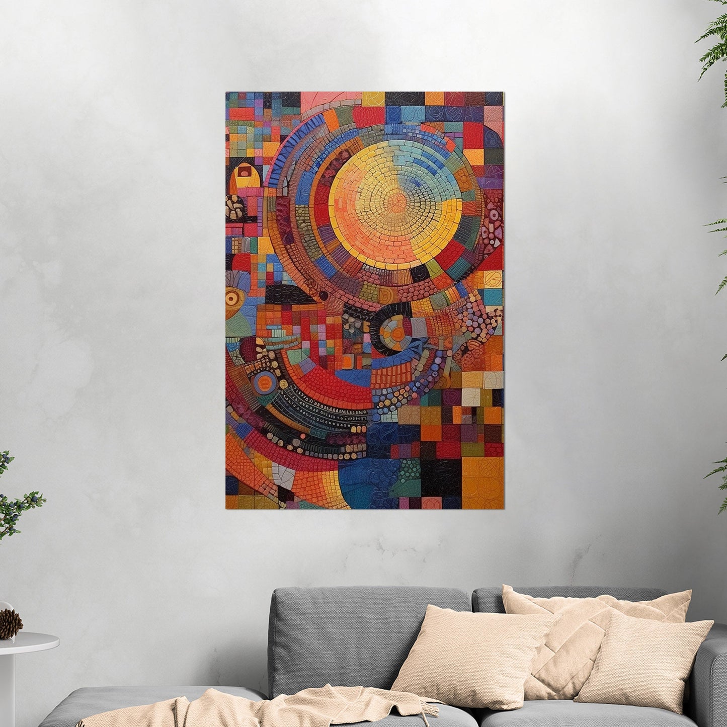 Colorful mosaic artwork with intricate patterns Vibrant Harmony - Enchanting Oasis