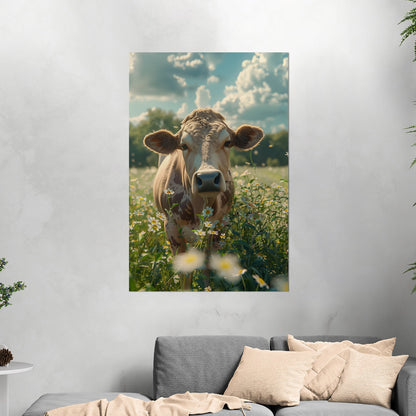 Photorealistic Cow in Pasture Portrait - Cow Serenity