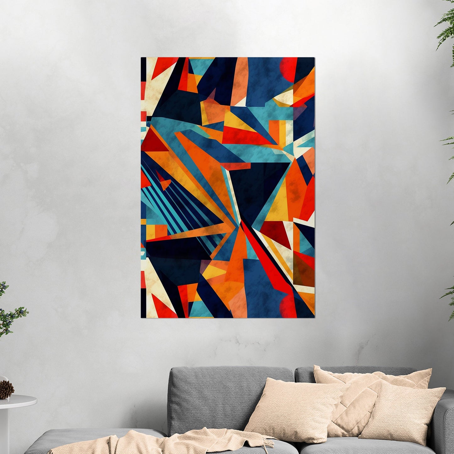 Bold, abstract wall art with geometric shapes and vibrant colors - Transformative Abstraction