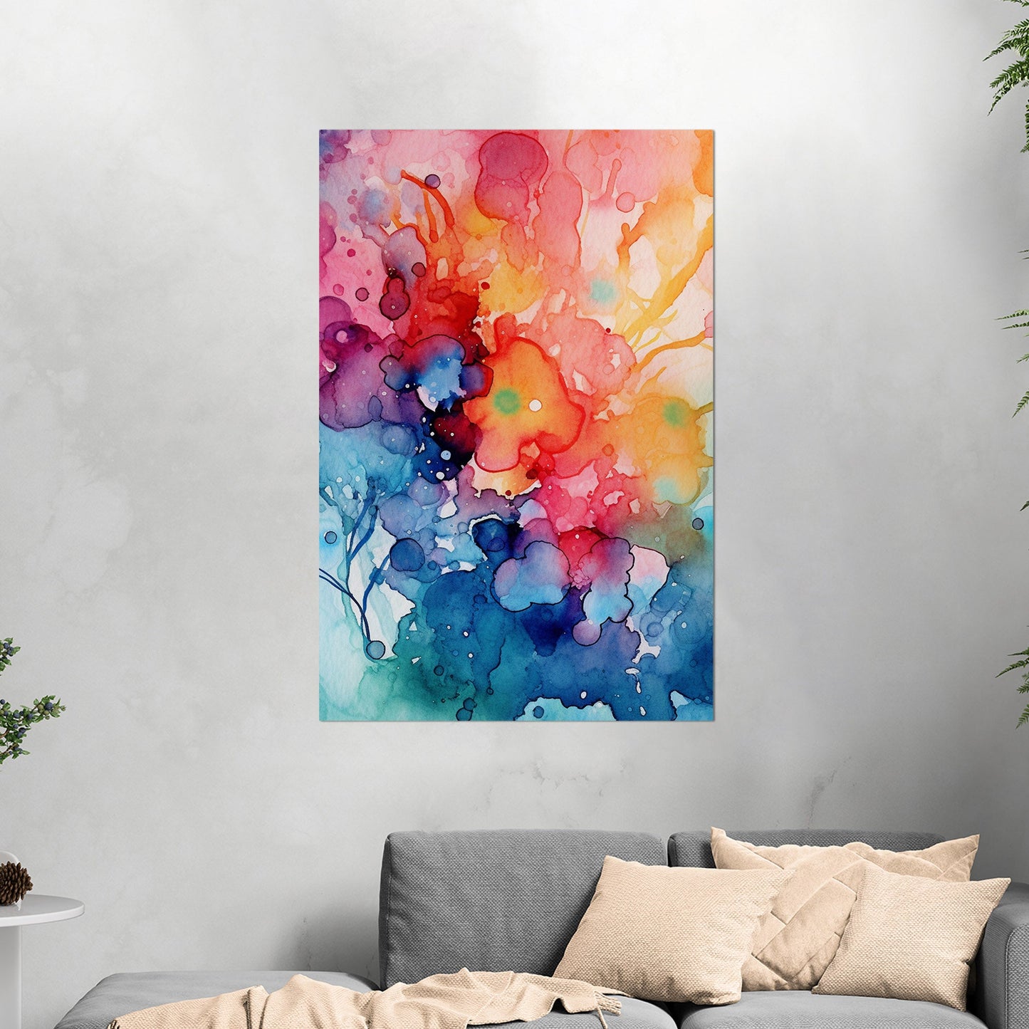 Vibrant Colorful Watercolor Splatters Abstract Painting - Spectrum of Creativity