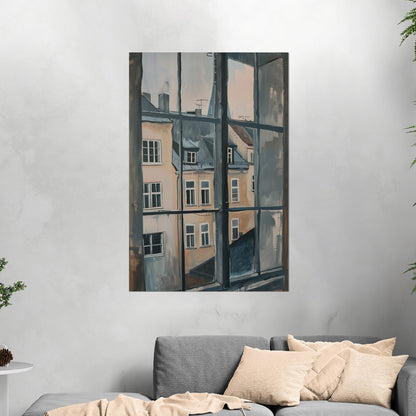 Impressionist View Out of a Window in a European City - Pastel Cityscape Dreams