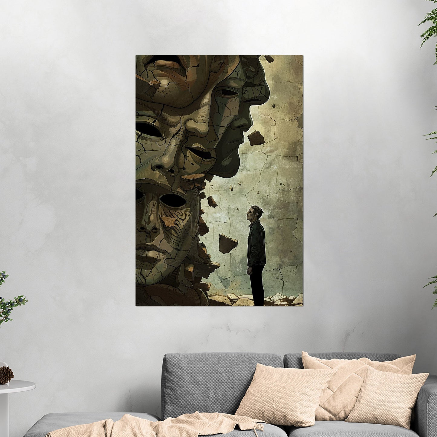 Wall art featuring man breaking through beliefs - Resilient Rebel