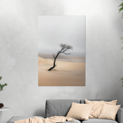 Solitary Photorealistic Tree in the Desert - Skeleton on the Desert Coast