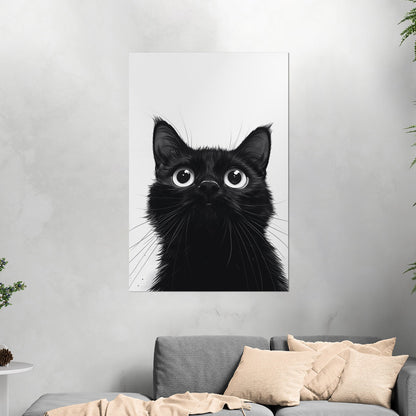 Whimsical cat peering over edge - Enchanted Feline