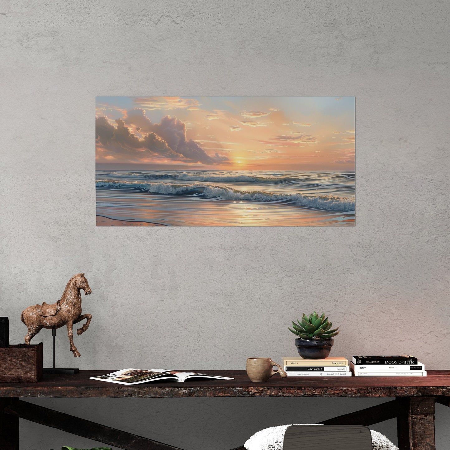 Coastal sunset serenity, pastel colors - Tranquil Reflections in Paradise