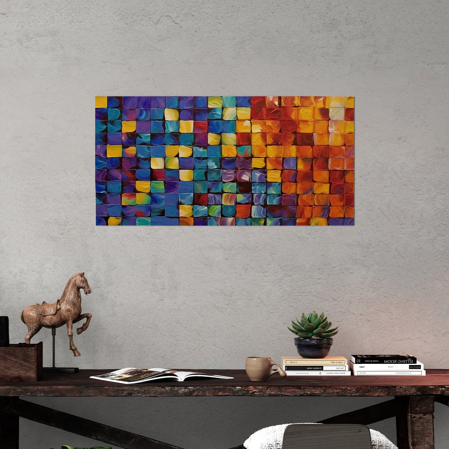 Colorful abstract squares textured painting - Formation Function