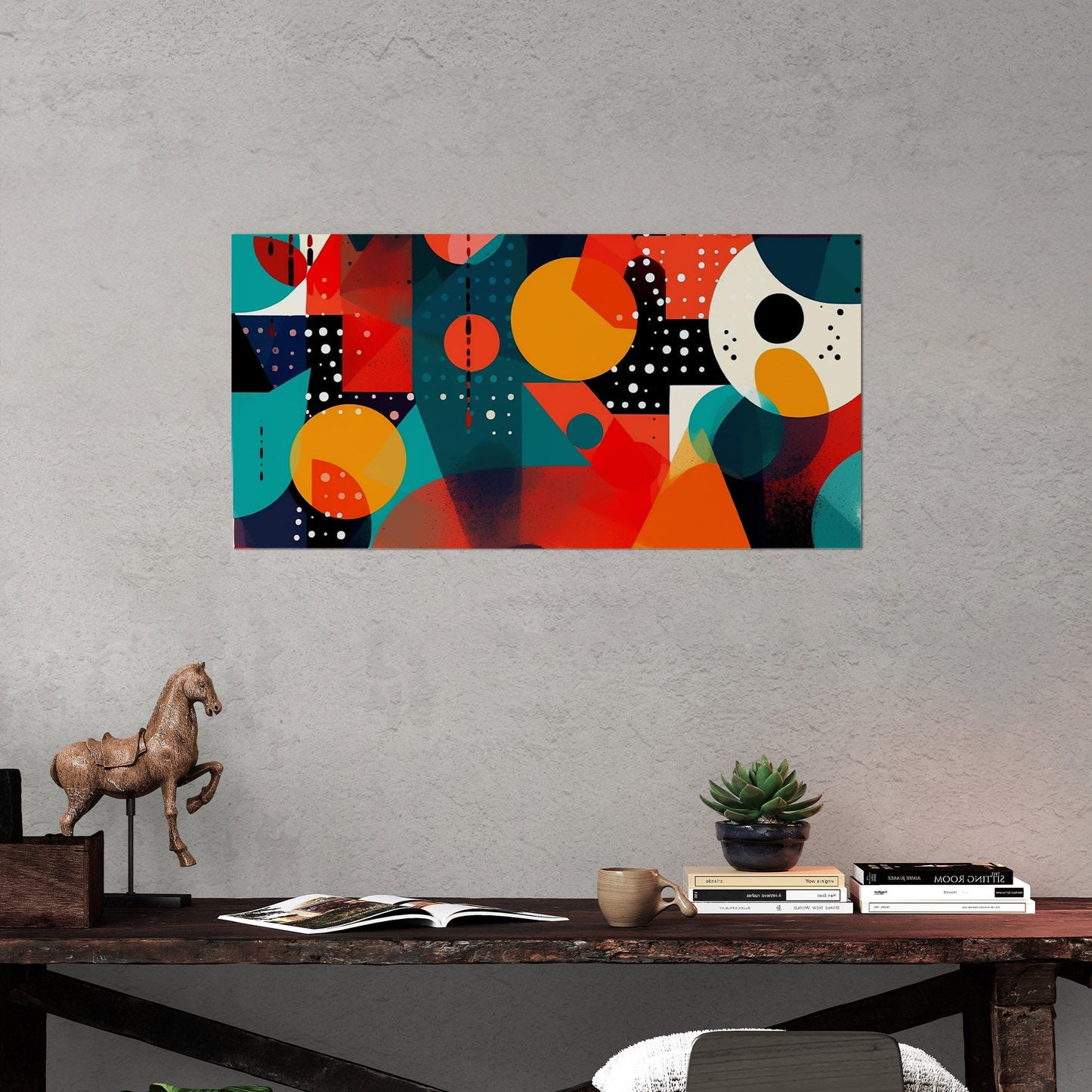 Colorful geometric abstract painting - Geometric Marvel