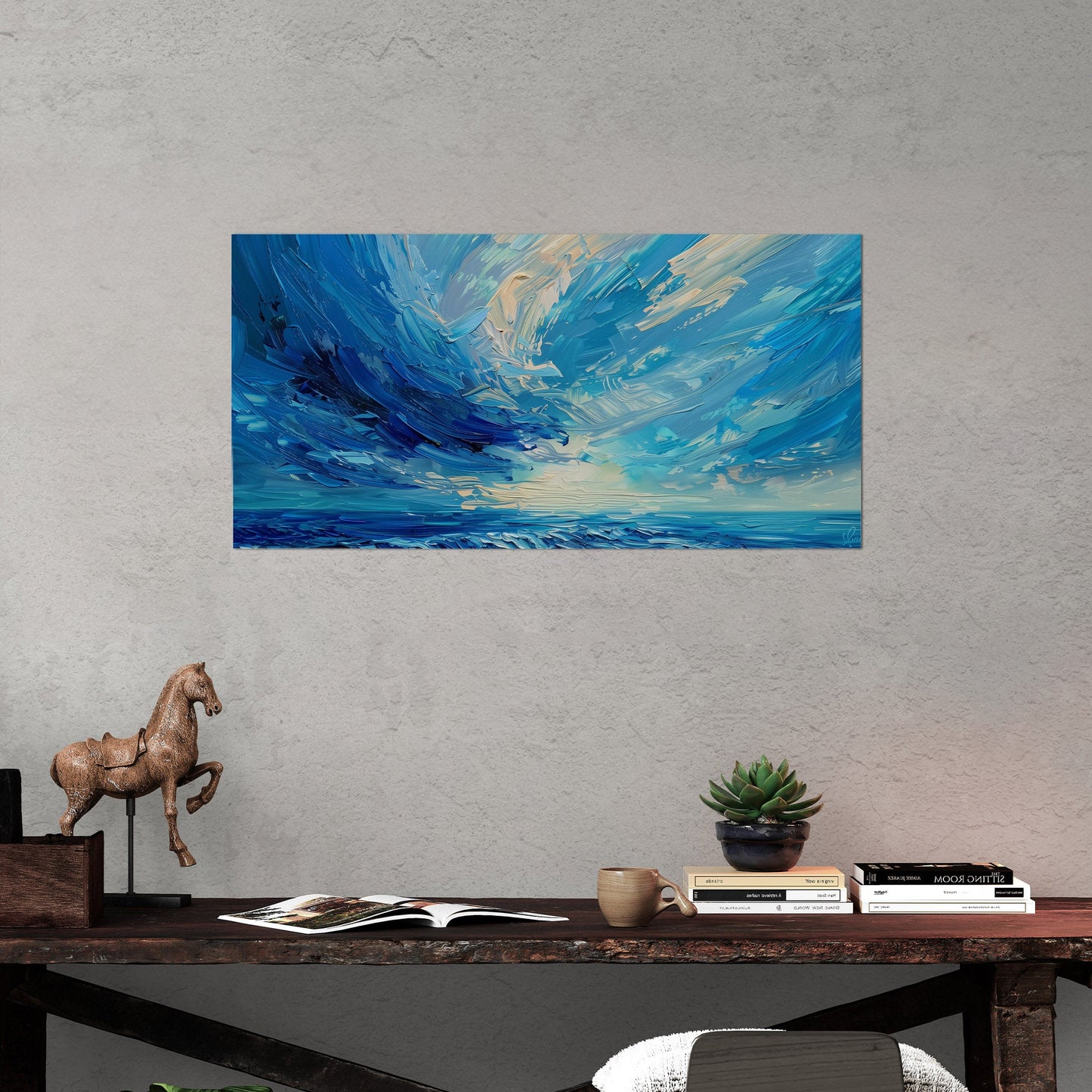 Elevate your space with this mesmerizing - Vibrant Abstract Ocean Brushstroke Art