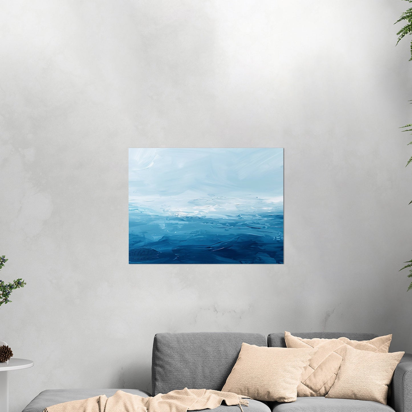 Abstract brush stroke painting - Ocean Blue Sky