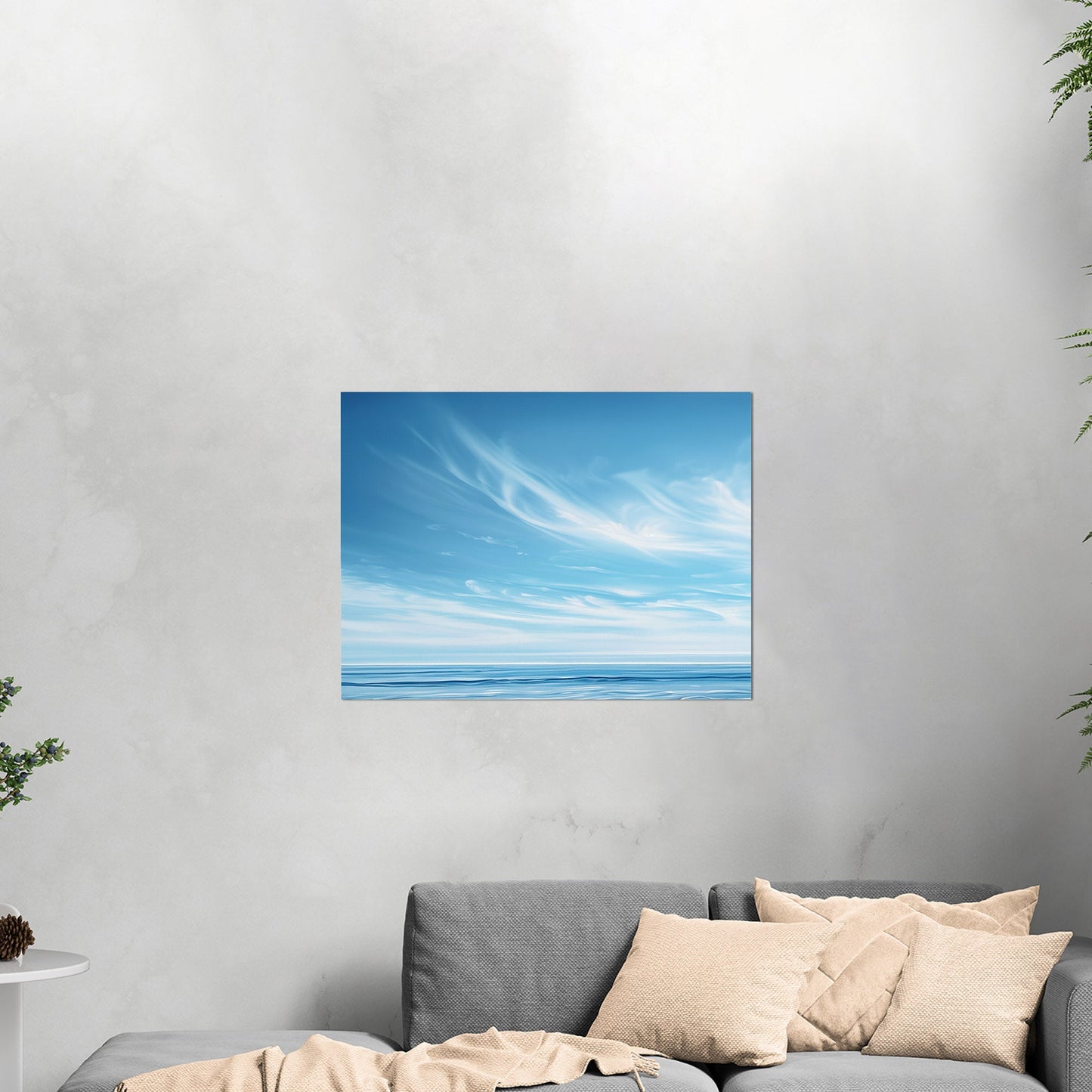 Abstract brush stroke painting of ocean - Modern Serenity