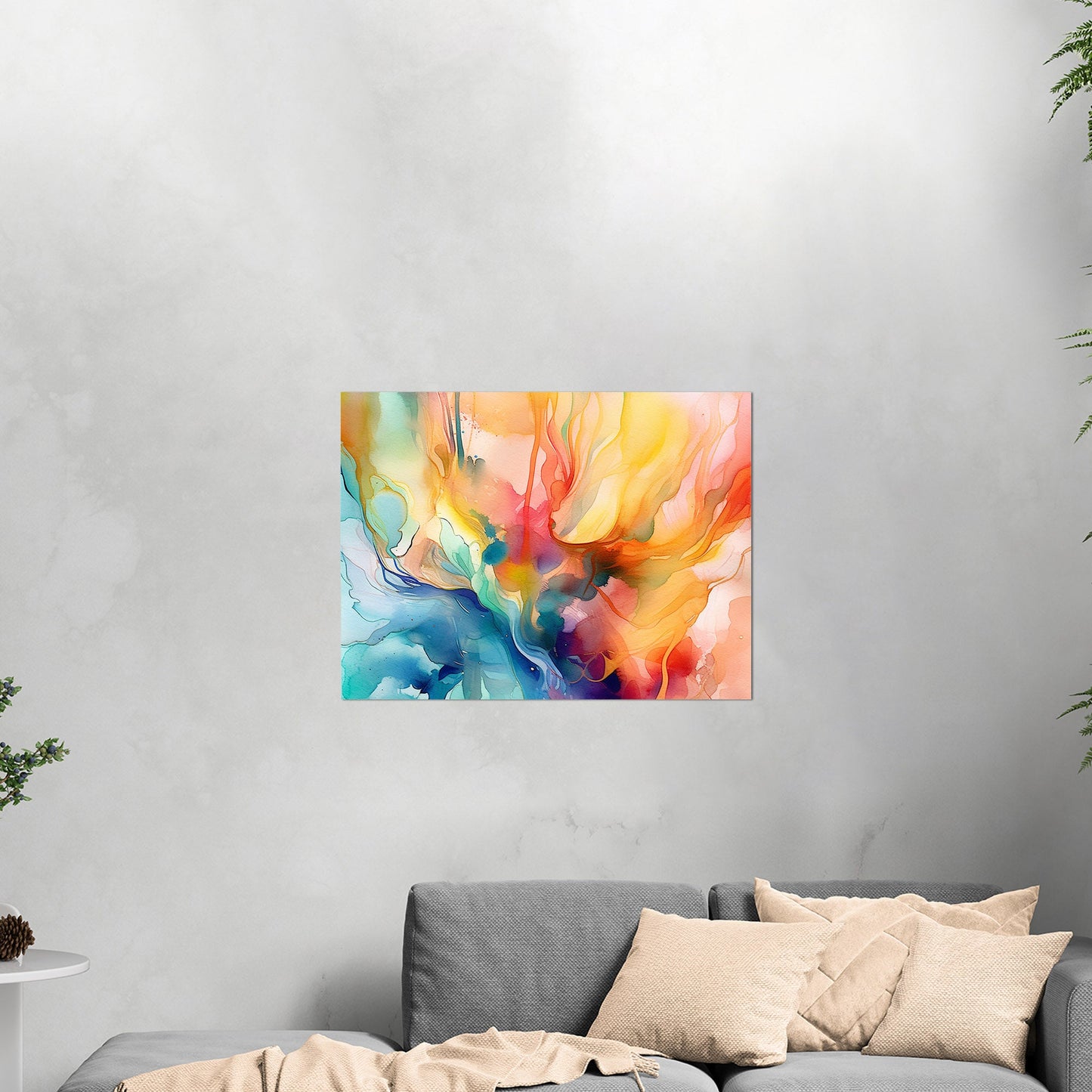 Watercolor Vibrant Multicolor Abstract - Flowing Color Symphony