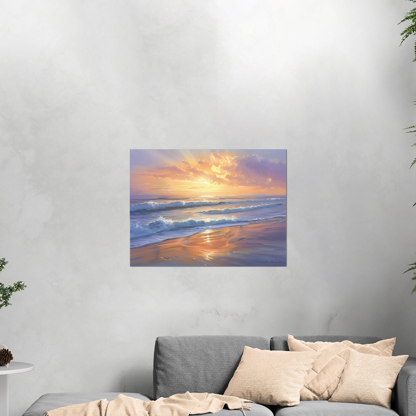 Tranquil coastal sunset - Golden Horizon