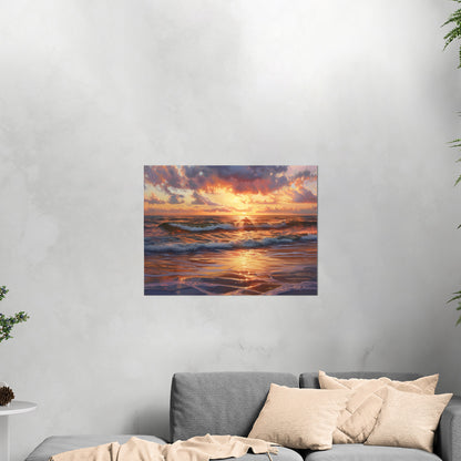 Seascape art piece capturing coastal tranquility - Coastal serenity Sunset Bliss