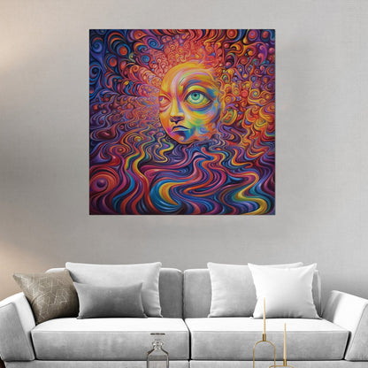 Psychedelic Portrait of an Enlightened Being - Vibrant Cosmic Revolution