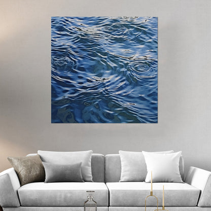 Tranquil blue water ripples in cubist masterpiece - Serene Dimensions