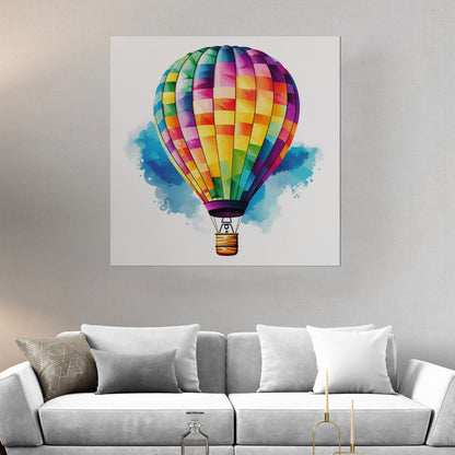 Hot Air Balloon Watercolor for Child's Room - Adventure Awaits