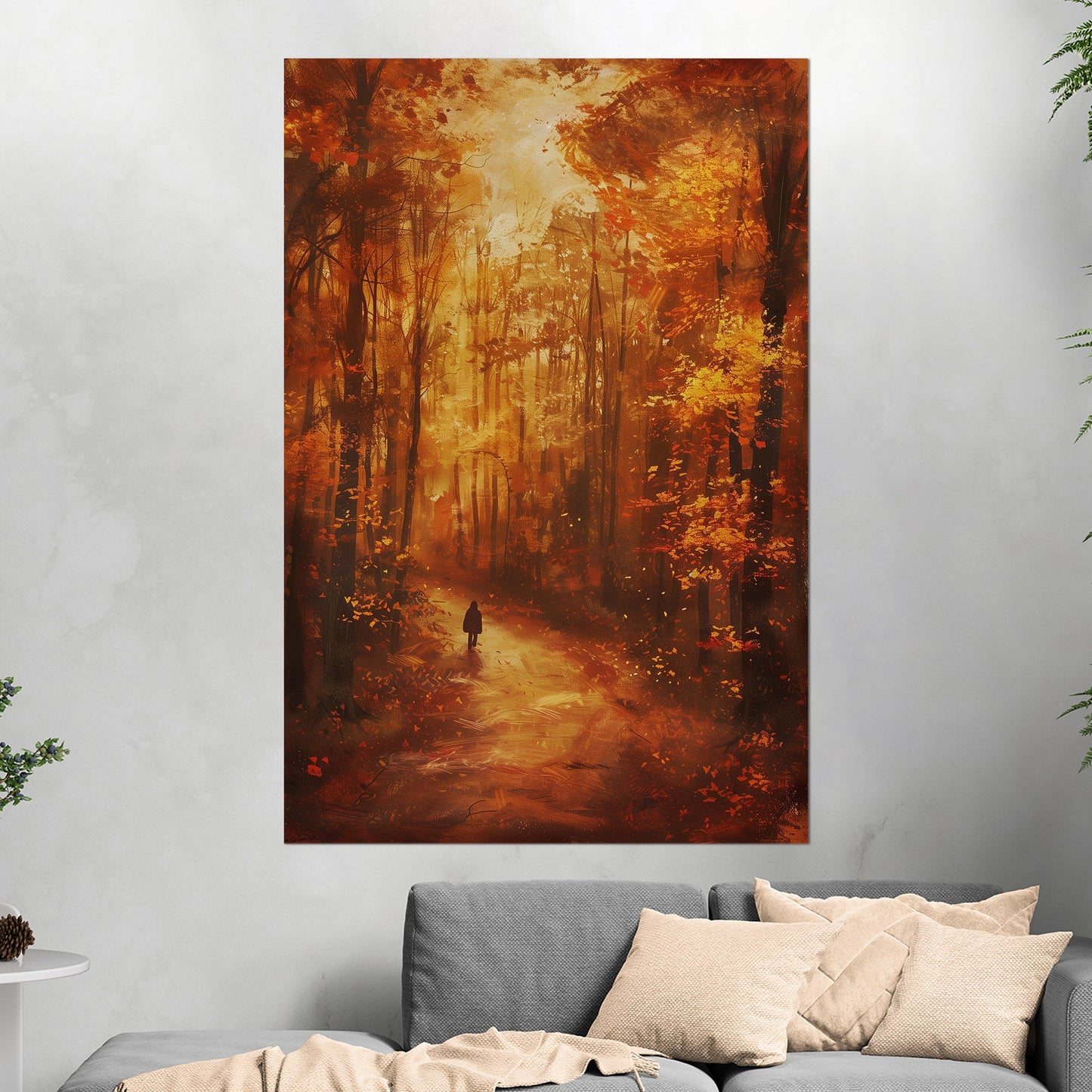 Autumn landscape in brown and orange - Ethereal Wanderer in Rembrandt's Autumn Forest