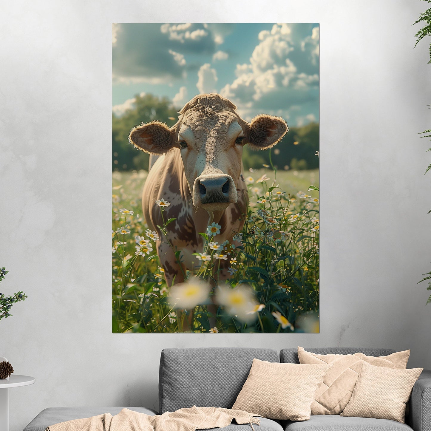 Photorealistic Cow in Pasture Portrait - Cow Serenity