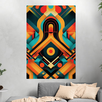 Art Deco Style Symmetrical Abstract Colorful Digital Render - Vibrant Textile Dance