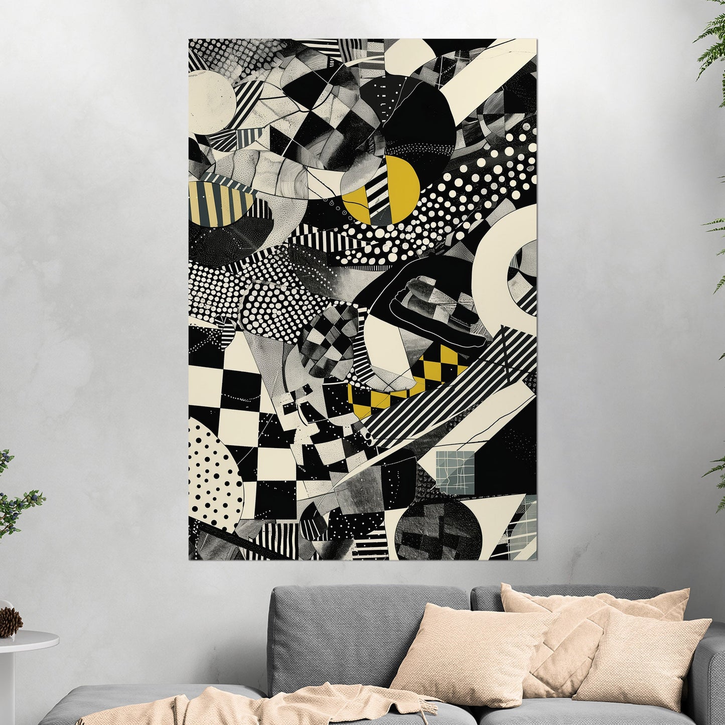 Black and White Geometric Abstract Painting - Cosmic Chaos