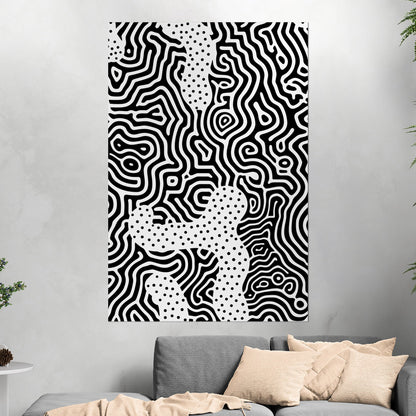 Dynamic abstract black and white brain coral texture print - Mesmerizing Monochrome Wavelengths