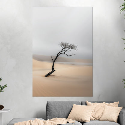 Solitary Photorealistic Tree in the Desert - Skeleton on the Desert Coast