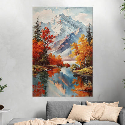 Vintage Mountain Landscape Painting - Enchanted Wilderness Retreat