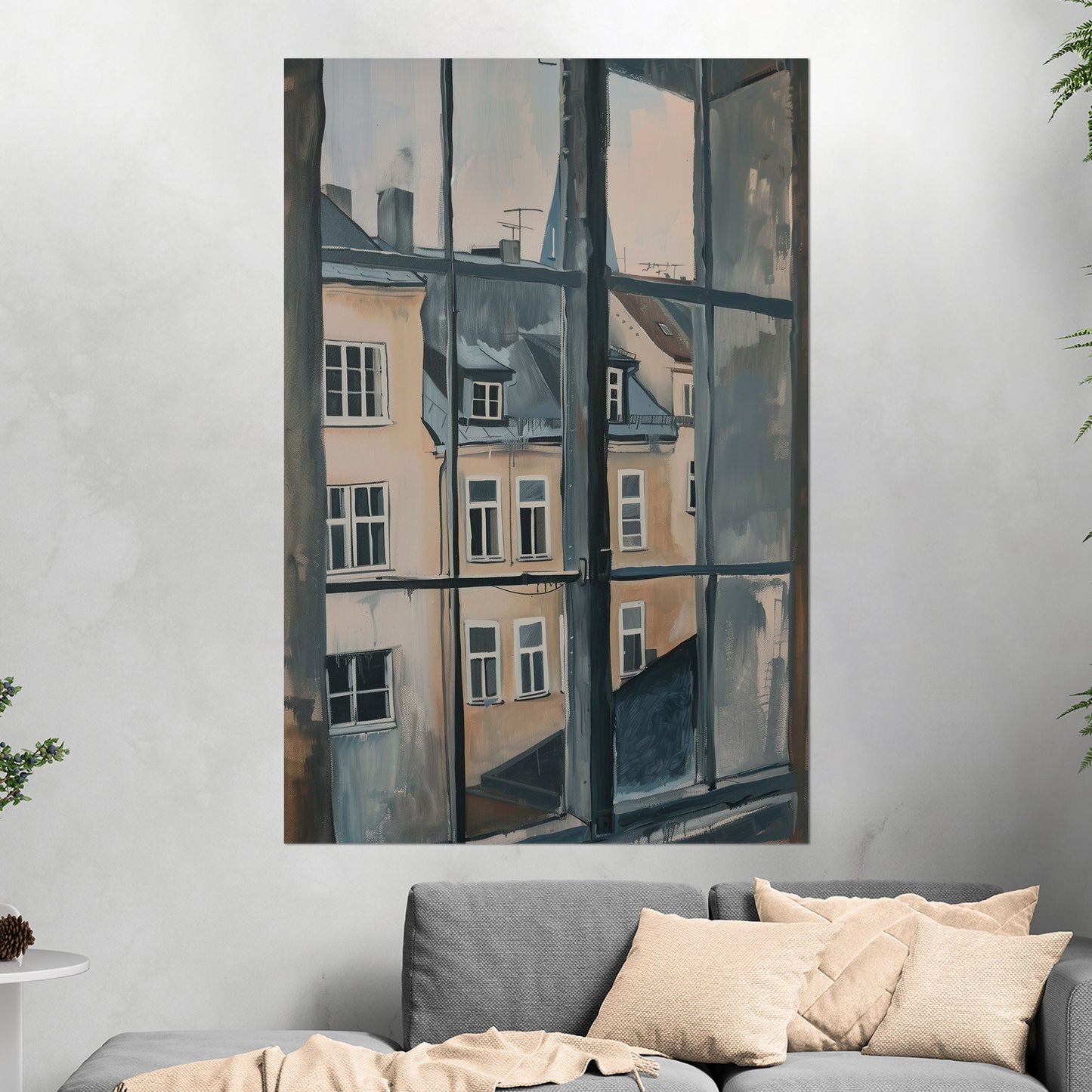 Impressionist View Out of a Window in a European City - Pastel Cityscape Dreams