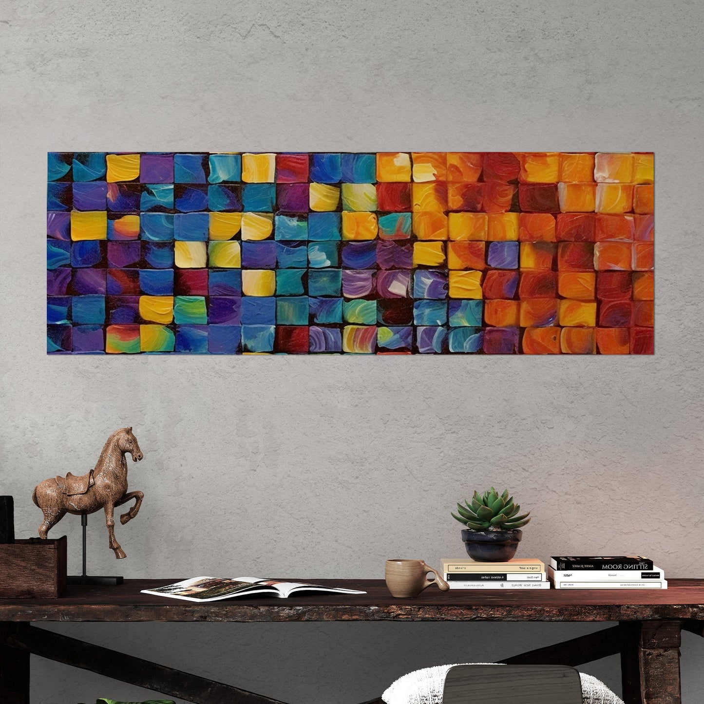 Colorful abstract squares textured painting - Formation Function