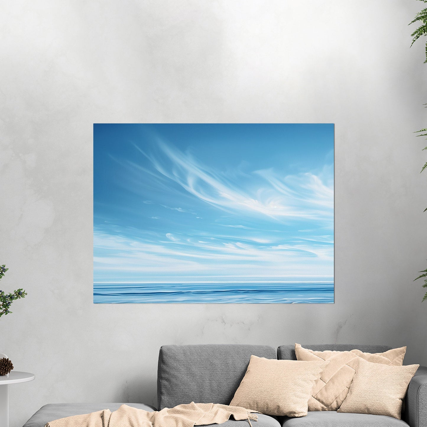 Abstract brush stroke painting of ocean - Modern Serenity