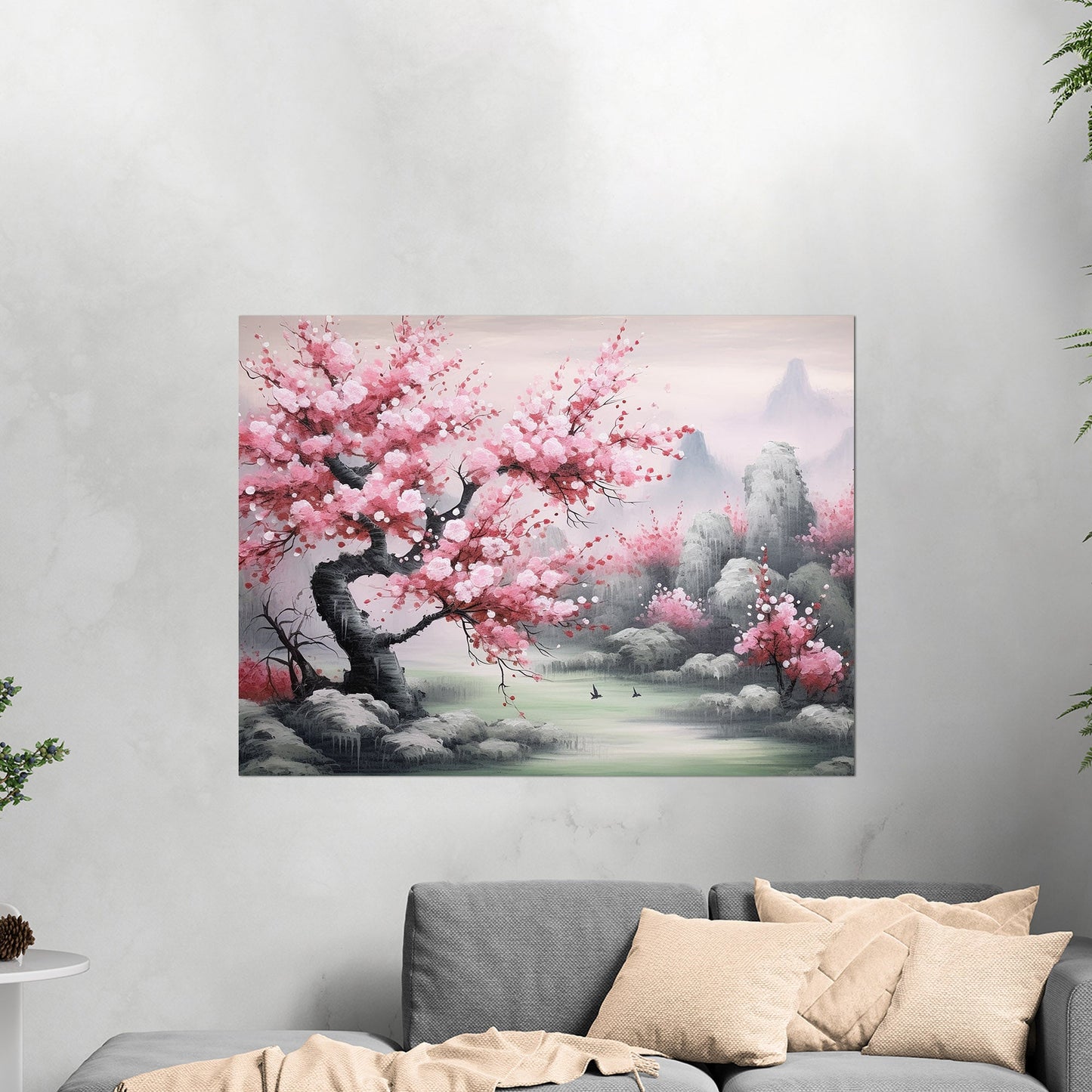 Asian Watercolor Botanical - Cherry Blossom Serenity