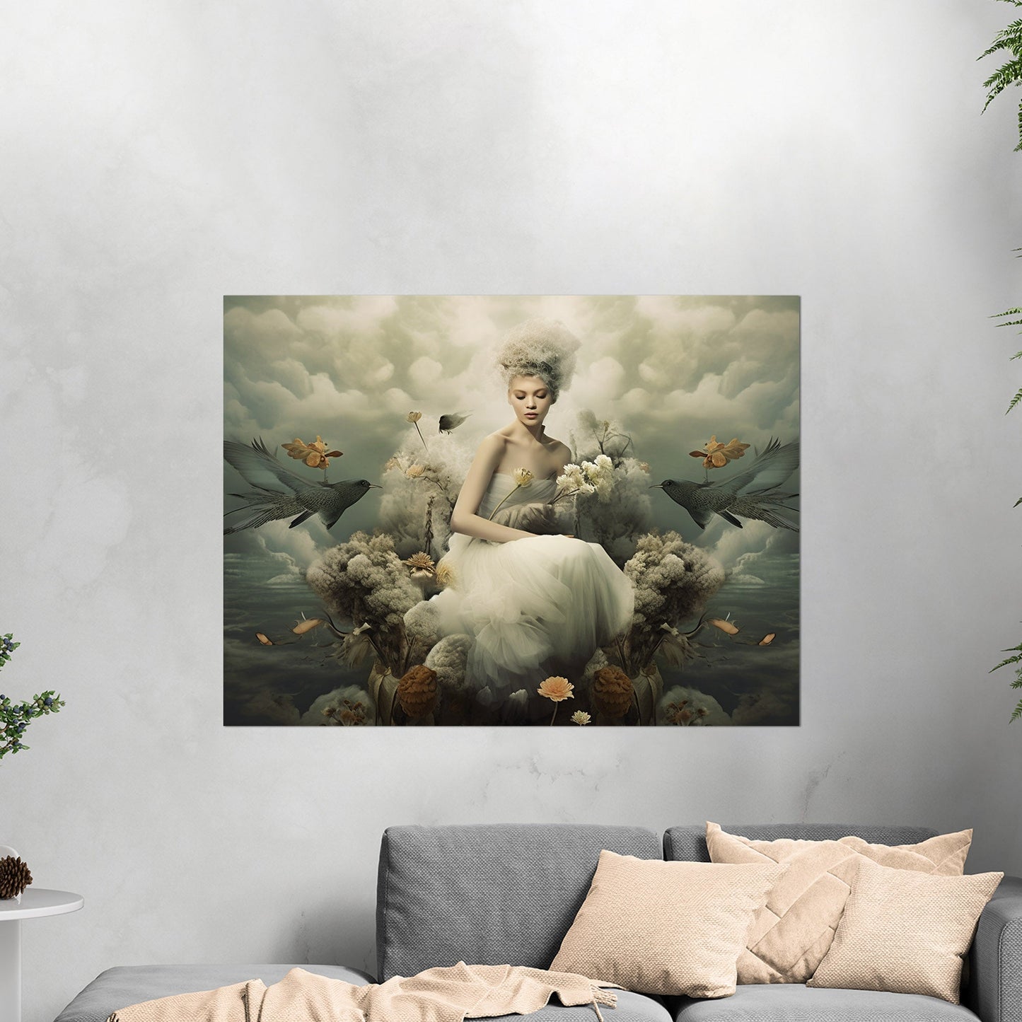 Ethereal mixed-media artwork with surreal charm - Artistic Fusion